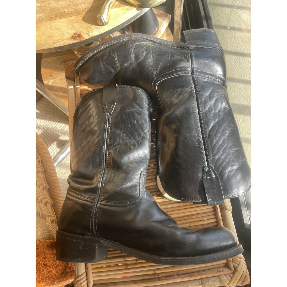 Georgia Men’s 12EE VTG Black Leather Roper/ Biker Western Boots